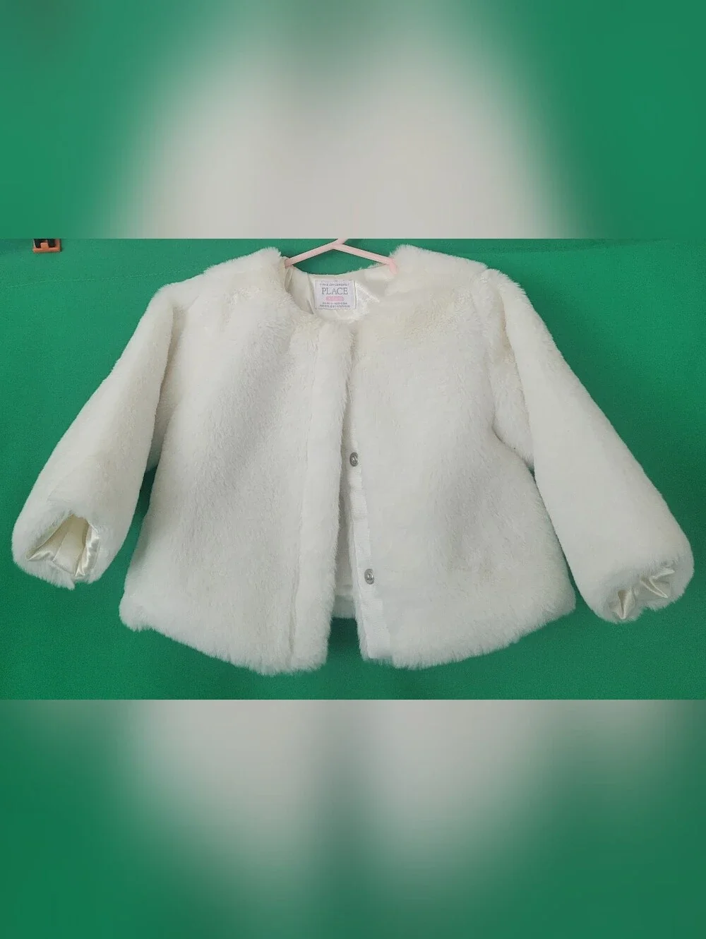 The Children's Place Cream Faux Fur Kids Coat Sz 9-12mth Baby Girl